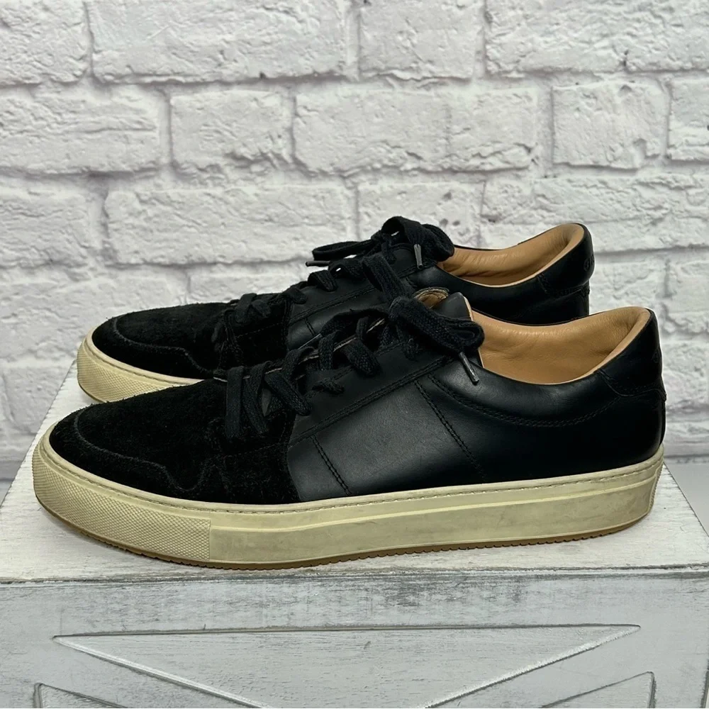 Greats Brooklyn Court Sneaker in Black Dark Shadow Leather